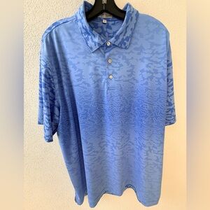 Peter Millar EUC Blue Patterned Men's Polo Shirt, summer comfort, XL